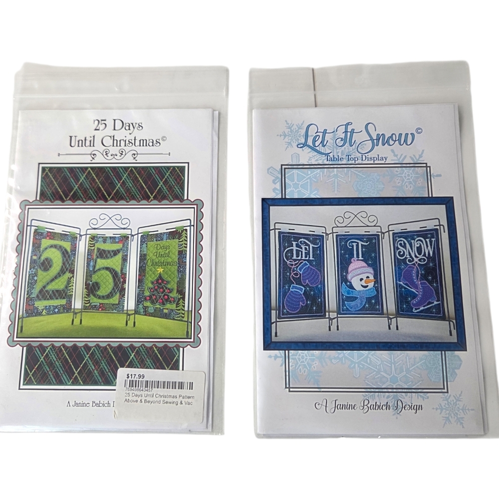 Janine Babich Machine Embroidery Table Top Display Pattern Let It Snow Christmas